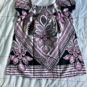 Express Pink Patterned Short Sleeve Shirt S